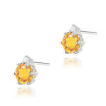 Diamantové náušnice Brilliance zo žltého zlata s citrínom 1,20ct, 14k