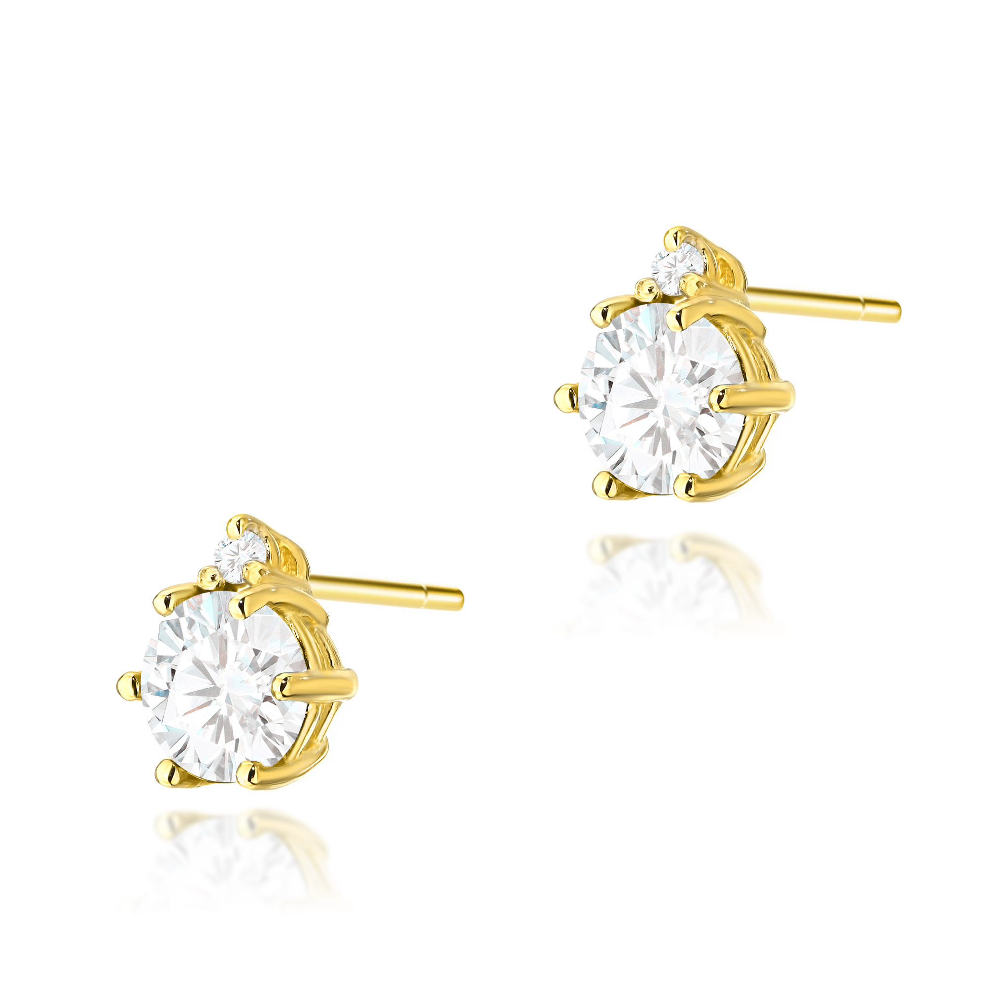 Diamantové náušnice Brilliance zo žltého zlata s bielym zafírom 1,20ct, 14k
