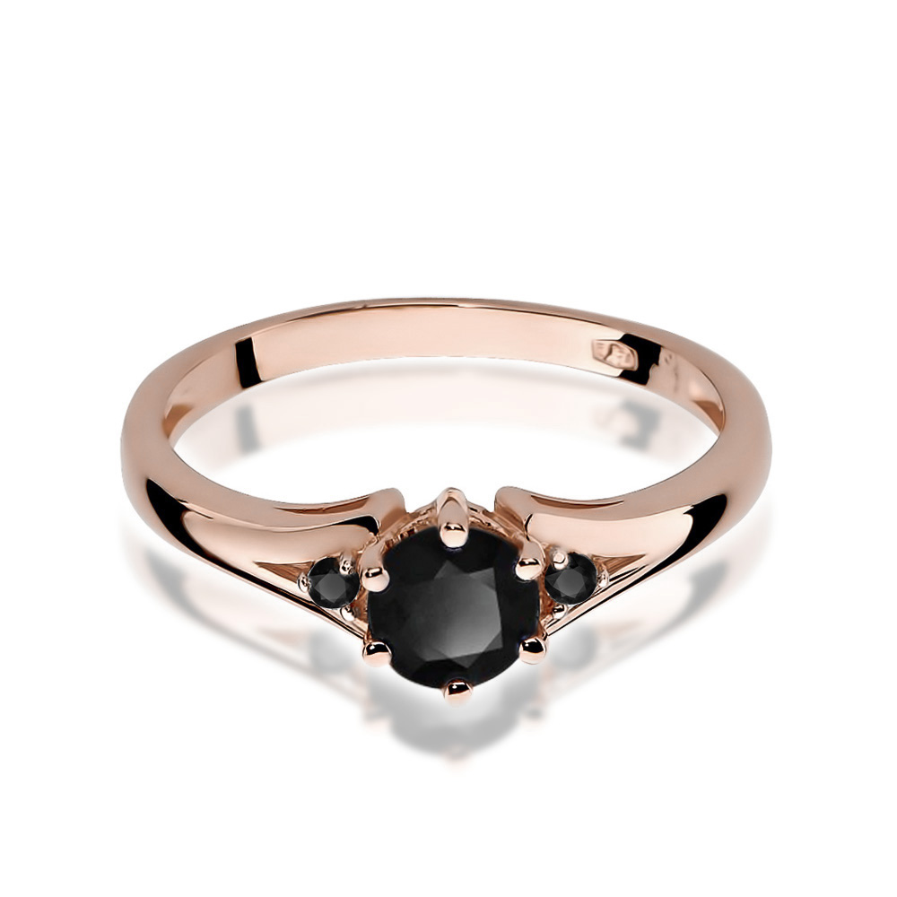 Diamantový prsteň Radiance z ružového zlata s čiernymi diamantami, 14k