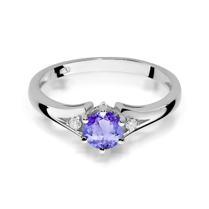 Diamantový prsteň Radiance z bieleho zlata s tanzanitom, 14k