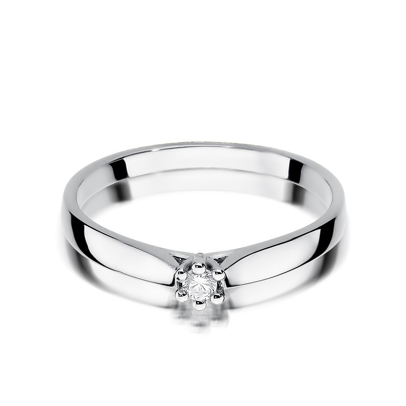 Zásnubný prsteň Solitaire 3 z bieleho zlata s diamantom, 14k