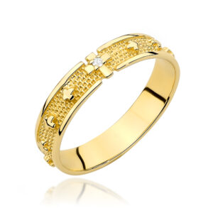 Diamantový prsteň zo žltého zlata ruženec, 14k