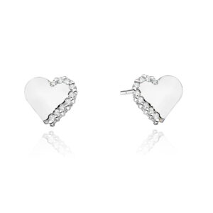 Diamantové náušnice srdiečka z bieleho zlata 0,10ct, 14k