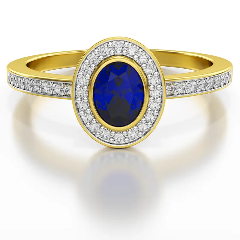 Diamantový prsteň Noble z kolekcie Dream rings zo žltého zlata so zafírom a diamantami 0,10ct, 14k