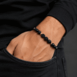 Šnúrkový čierny náramok Onyx Orbit
