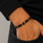 Šnúrkový čierny náramok Onyx & Spinel Elite